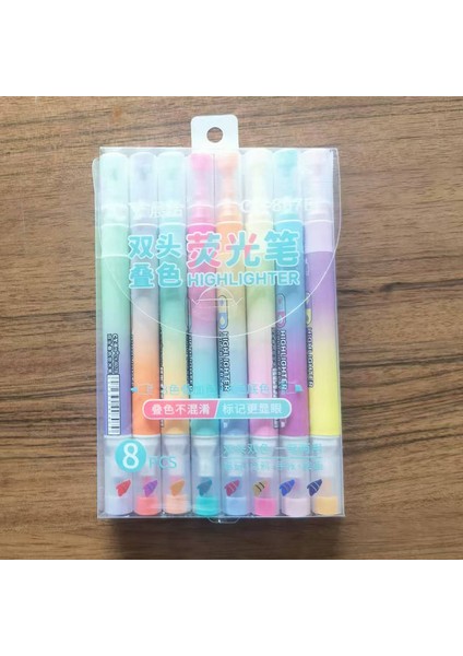 Çift Uçlu Yığma Fosforlu Kalem Öğrenci Renkli Kalemleri (Yurt Dışından)