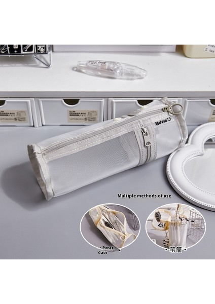 Çift Amaçlı Kalem Kutusu Şeffaf Kırtasiye Çantası Büyük Kapasiteli Kalemlik (Yurt Dışından)