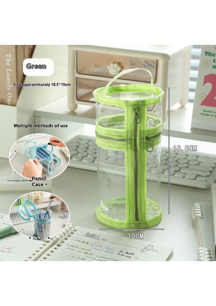 Çift Amaçlı Kalem Kutusu Şeffaf Kırtasiye Çantası Büyük Kapasiteli Kalemlik (Yurt Dışından)