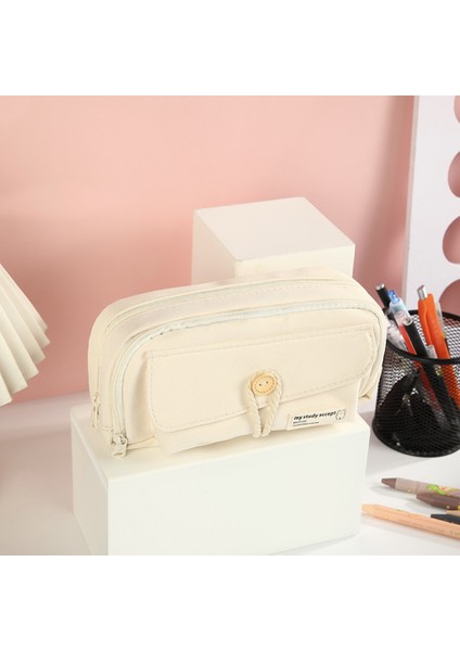 Düğme Katmanlı Kalem Çantası Büyük Kapasiteli Ilkokul Kalem Çantası Kırtasiye Çantası (Yurt Dışından)