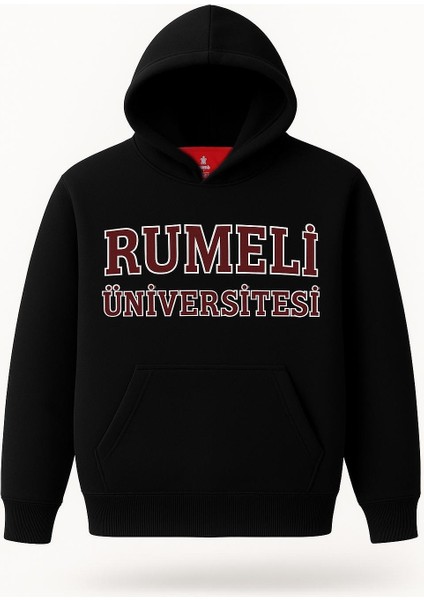 Siyah Unisex Hoodie Rumeli Üniversitesi