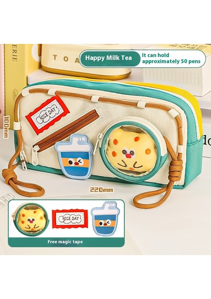 Velcro Kalem Çantası Ilkokul ve Ortaokul Öğrencileri Için Çarpışan Renkler Çok Fonksiyonlu Kırtasiye Çantası (Yurt Dışından)