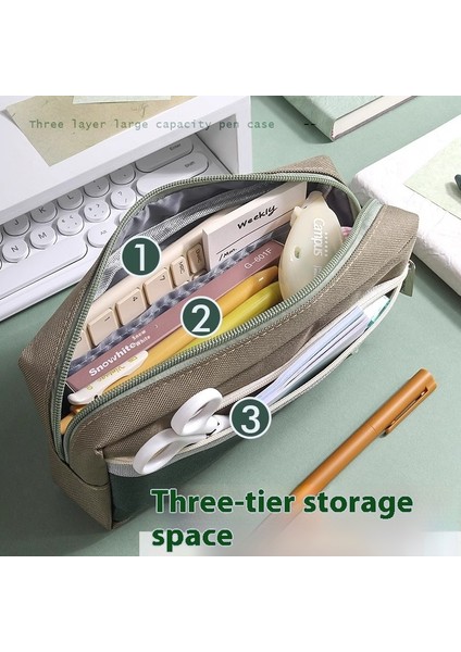 Büyük Kapasiteli Çok Katmanlı Kalem Çantası Kırtasiye Çantası Kalem Kutusu (Yurt Dışından) fiyatları