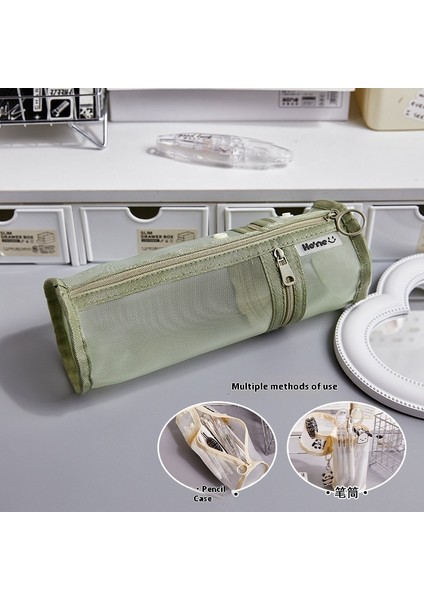 Çift Amaçlı Kalem Kutusu Şeffaf Kırtasiye Çantası Büyük Kapasiteli Kalemlik (Yurt Dışından)