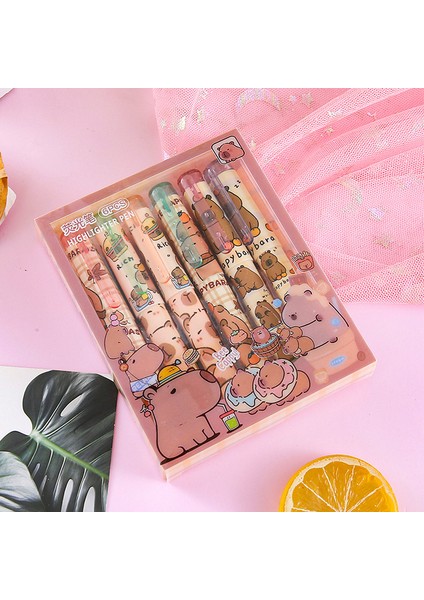 Fosforlu Kalem Açılı Uçlu Renkli Keçeli Kalem (Yurt Dışından)