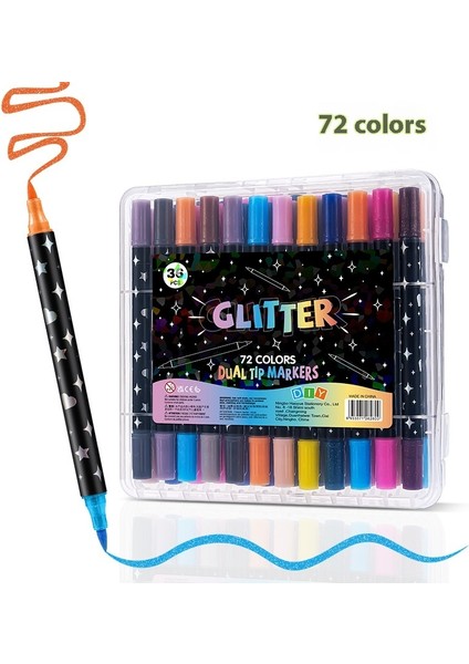 Çift Renkli Glitter Marker Yumuşak Uçlu Boyama Glitter Kalem Suluboya Kalemi (Yurt Dışından)