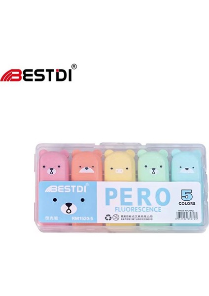 Mini Fosforlu Kalem Seti Ayı Şeklinde Işaretleyiciler (Yurt Dışından)