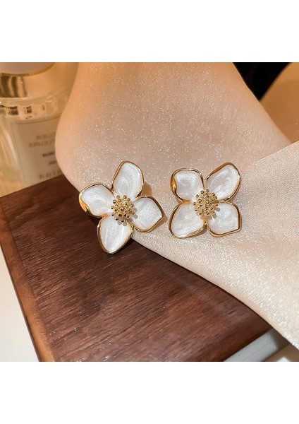 Yeni Bilezik Broş Küpe Gümüş Iğne Yağ Damlası Çiçekler Geometrik Küpe Fransız Retro Moda Mizaç Takı Broş Bilezik (Yurt Dışından)