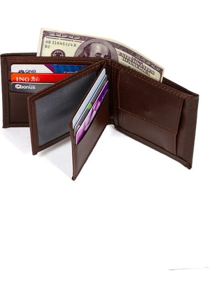 Erkek Deri Bozuk Para Hazneli Kartlık ve Cüzdan NEW180 - Kahverengi modelleri