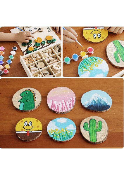 Eğlenceli Doodle Boyama El Yapımı Patchwork Çocuk Süsleri Oyuncaklar Ahşap Saklama Kutuları (Yurt Dışından) fırsatları