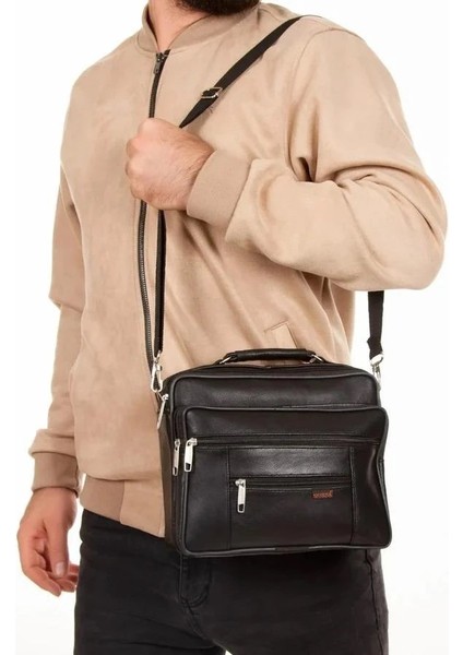 Erkek Hakiki Deri El Omuz Çantası ve Mekanizmalı Cüzdan NEW154 - Siyah fiyatları