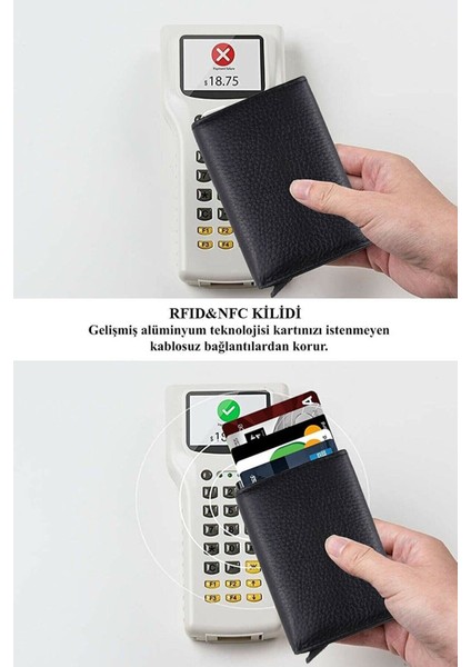 Erkek Hakiki Deri El Omuz Çantası ve Mekanizmalı Cüzdan NEW154 - Siyah