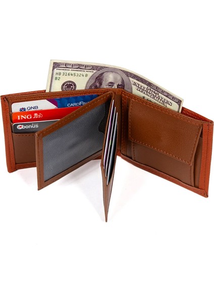 Erkek Deri Bozuk Para Hazneli Kartlık ve Cüzdan NEW180 - Taba modelleri