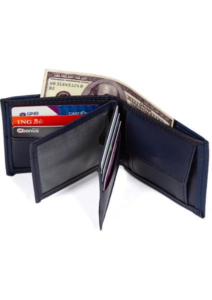 Erkek Deri Bozuk Para Hazneli Kartlık ve Cüzdan NEW180 - Lacivert fırsatları
