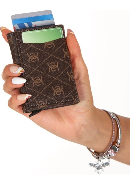 Kadın Desenli Mekanizmalı Cüzdan ve Çapraz Omuz Askılı Bel ve Omuz Çantası - Kahverengi - NEW345 modelleri