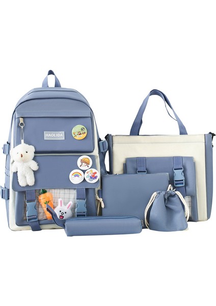Öğrenci Okul Çantası Dört Parçalı Set Sırt Çantası Ilkokul Öğrencileri Için Beş Parçalı Sevimli Set Sırt Çantası (Yurt Dışından)
