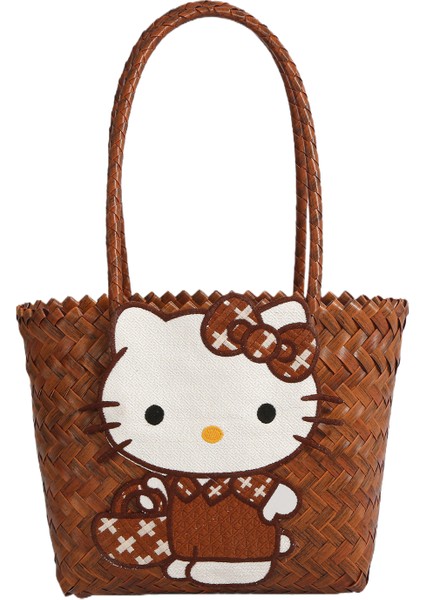 El Örgüsü Sebze Sepeti Bayan Omuz Çantası (Yurt Dışından)