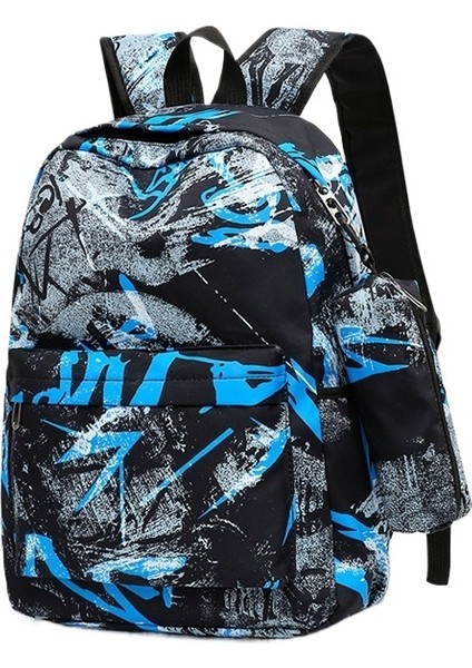 Şık Kadın Üniversite Öğrencisi Grafiti Sırt Çantası Basit Öğrenci Okul Çantası Rahat Sırt Çantası (Yurt Dışından)