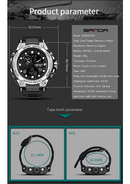Çok Fonksiyonlu Büyük Kadran Çift Ekran Spor Saat (Yurt Dışından) modelleri