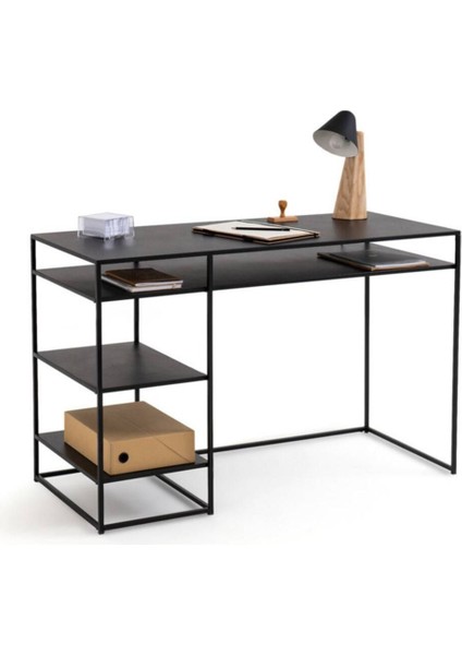 Milai Siyah Metal Çalışma Masası