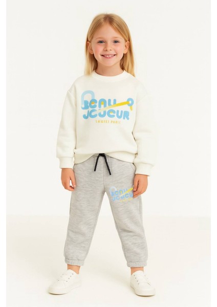 Sloganlı Gri Tenis Takım