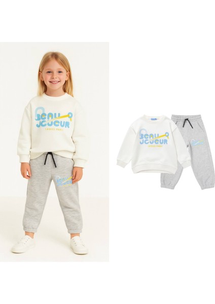 Sloganlı Gri Tenis Takım modelleri