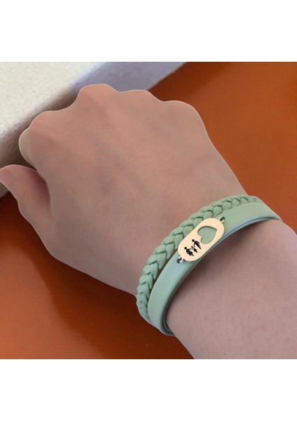 14 Ayar Altın Plakalı Aile Temalı Doğal Siyah Derili Kalp Figürlü Hediye BILEKLIK-557SEMBOL