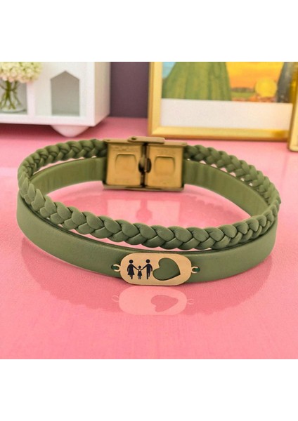 14 Ayar Altın Plakalı Aile Temalı Doğal Siyah Derili Kalp Figürlü Hediye BILEKLIK-557SEMBOL fiyatları