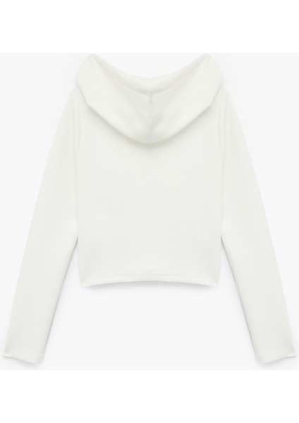 Uzun Kollu Viskon Karışımlı Kapüşonlu Tam Fermuarlı Sweatshirt fiyatları