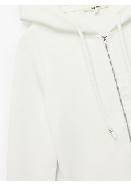 Uzun Kollu Viskon Karışımlı Kapüşonlu Tam Fermuarlı Sweatshirt modelleri