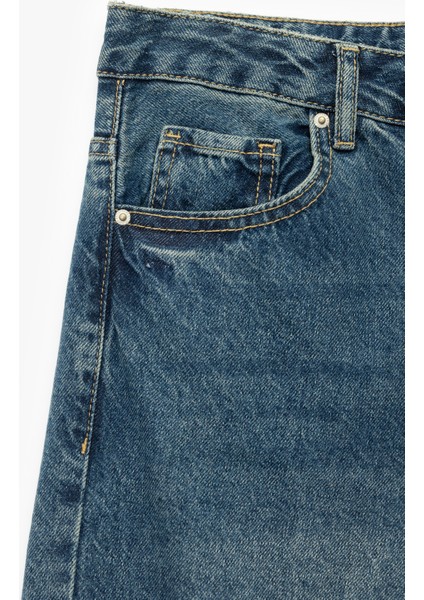 Standart Bel Regular Fit Geniş Paça Bağcıklı Jean Pantolon - Wide Leg Jeans modelleri