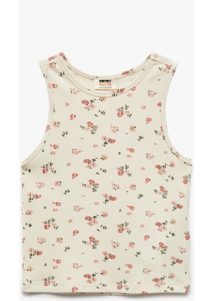 Çiçek Desenli Bisiklet Yaka Kaşkorse Atlet