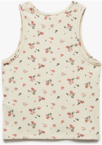 Çiçek Desenli Bisiklet Yaka Kaşkorse Atlet fiyatları