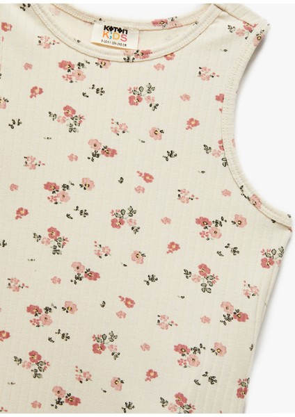 Çiçek Desenli Bisiklet Yaka Kaşkorse Atlet modelleri