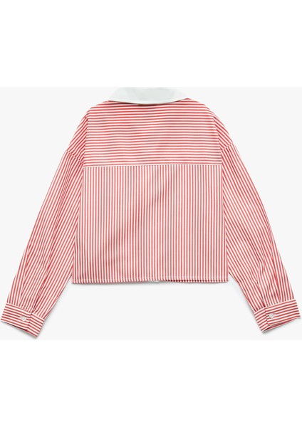 Pamuklu Uzun Kollu Çizgili Crop Gömlek fiyatları