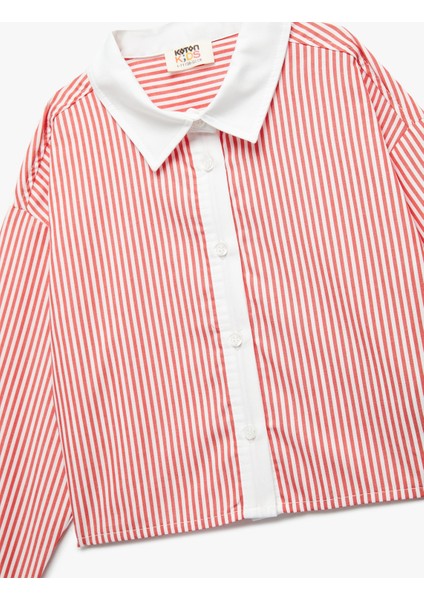 Pamuklu Uzun Kollu Çizgili Crop Gömlek modelleri