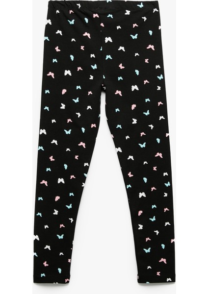 Pamuklu Beli Lastikli Kelebek Baskılı Uzun Tayt fiyatları