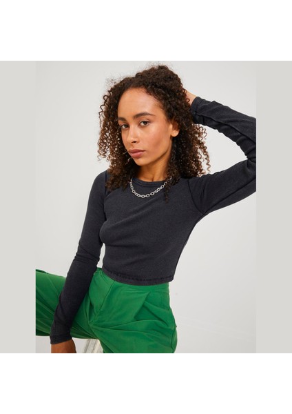 Kadin Uzun Kollu Crop Tisört - Feline fırsatları