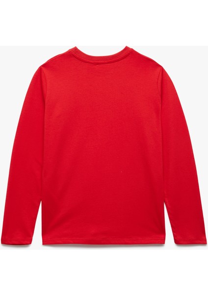 Uzun Kollu Bisiklet Yaka Çiçek Baskılı Pamuklu Tişört fiyatları