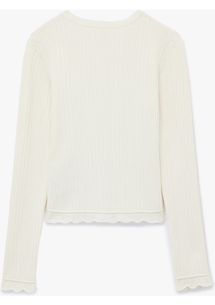 Uzun Kollu Viskon Karışımlı Dokulu Düğmeli Bisiklet Yaka Triko Hırka fiyatları