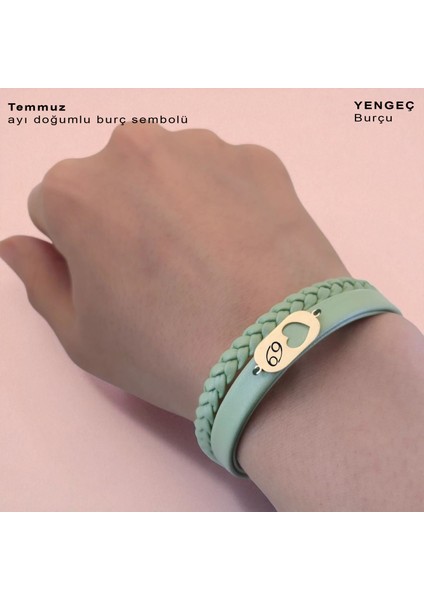 14 Ayar Altın Plakalı Temmuz Ayı Doğumları Için Kalp Figürlü Doğal Siyah Hediye BILEKLIK-557AY