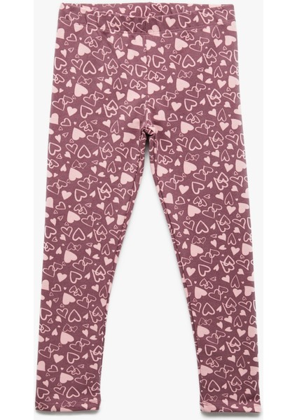 Şardonlu Kalp Desenli Pamuklu Uzun Tayt