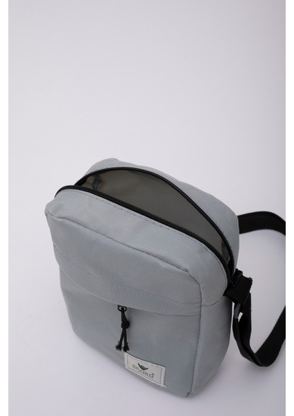 Gri U12 Fermuarlı 2 Bölmeli Omuz Çantası 20X18 cm