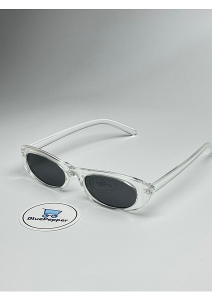 Retro Şeffaf Güneş Gözlüğü - Siyah Cam Renkli