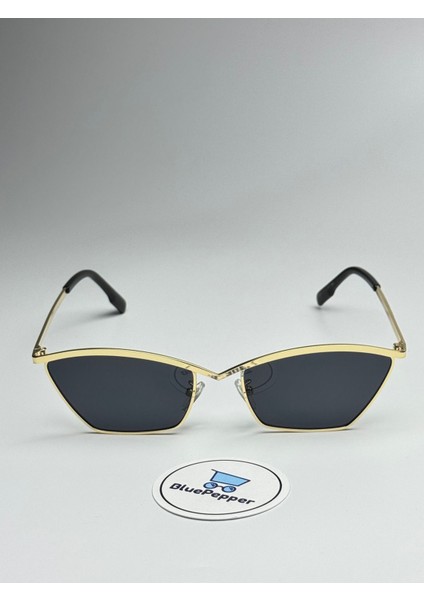 Lorent V2 Siyah Güneş Gözlüğü Cateye Gold Çerçeve 57 Ekartman