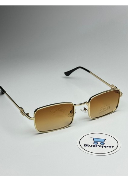 Mıux V7 Kahve Güneş Gözlüğü Dikdörtgen Gold Çerçeve 51 Ekartman modelleri