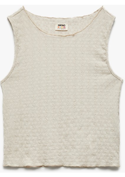 Bisiklet Yaka Kolsuz Basic Dokulu Crop Atlet