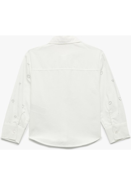 Uzun Kollu Kalp Desenli Taş Detaylı Pamuklu Gömlek fiyatları