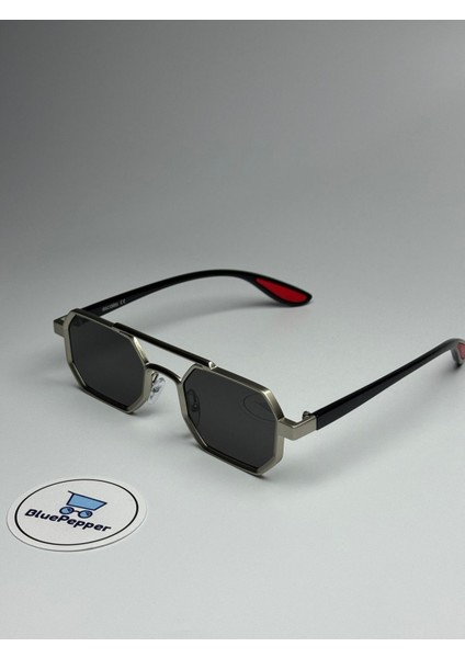 Metra Siyah Güneş Gözlüğü Dikdörtgen Gümüş Çerçeve 50-18-140 Ekartman Pilot Model modelleri