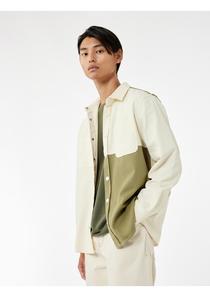 Regular Fit Renk Kontrastlı Pamuklu Gabardin Uzun Kollu Klasik Yaka Gömlek fiyatları